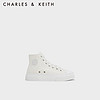 CHARLES&KEITH高帮绑带休闲帆布鞋女单鞋子女鞋CK1-70900468 White白色 35
