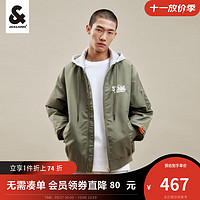 杰克·琼斯（JACK&JONES）秋冬棉衣飞行夹克外套男保暖宽松棉袄短款棉服男装223309023 灰绿色-E62  175/96A/M