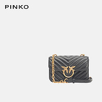 PINKO 品高 MINI羊皮绗缝包链条燕子包黑色