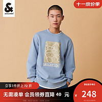 杰克·琼斯（JACK&JONES）秋季男装潮流小熊加绒多色长袖宽松卡通圆领上衣运动卫衣男士 水洗蓝 175/96A/M