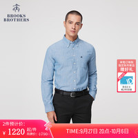 布克兄弟（BrooksBrothers）男士新纯棉扣结领口袋长袖休闲衬衫 4000-淡蓝色 S