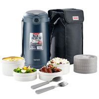 日本泰福高保温饭盒超长保温桶大容量便携多层便当盒 2.5L杏色