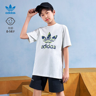 adidas 阿迪达斯 官方三叶草男大童纯棉运动上衣圆领短袖T恤HF7451