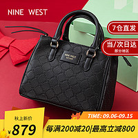 PLUS会员：NINE WEST 玖熙 包包女包包新款2023单肩斜挎手提包七夕情人节生日礼物送女友老婆 黑色cm 情人节520生日礼物送女友老婆