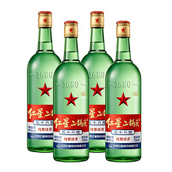 红星 绿瓶 1680 二锅头 纯粮清香 56%vol 清香型白酒 750ml*4瓶装