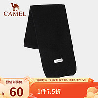 骆驼（CAMEL）围巾女冬季高级感日系百搭保暖围脖男针织纯色加厚学院风围巾 133CAKS012，黑色