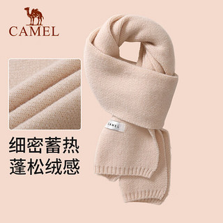 骆驼（CAMEL）围巾女冬季高级感日系百搭保暖围脖男针织纯色加厚学院风围巾 133CAKS012，黑色