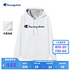 Champion 冠军冬草写logo连帽套头卫衣男女同款上衣休闲 白色 L