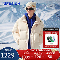 FILA FUSION斐乐潮牌款羽绒服时尚宽松立领男女装上衣 麦乳色-BG 160/84A/XS