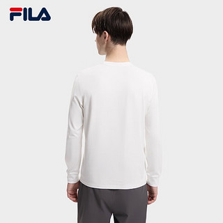 斐乐（FILA） 男子针织长袖衫时尚休闲字母图案圆领T恤 云菇白-WT 180/100A/XL