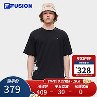 斐乐（FILA） FUSION潮牌男子针织短袖衫时尚宽松全棉短T 正黑色-BK 175/96A/L