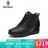 暇步士（Hush Puppies）短靴女士高帮内增高英伦风时装靴B4M12DD3 黑色 37