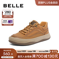 BeLLE 百丽 复古潮搭休闲鞋男舒适厚底板鞋8BW01CM3 黄色 38