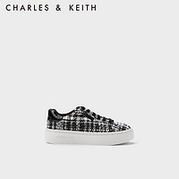 CHARLES & KEITH CHARLES&KEITH千鸟格时尚厚底休闲运动鞋女CK1-70900480 Black黑色 35