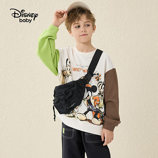 Disney 迪士尼 童装儿童男童圆领针织卫衣撞色卡通打底上衣DB331EE02咖绿140