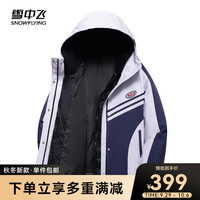 雪中飞 SNOWFLYING秋冬百搭运动拼接撞色可脱卸内胆女士短款羽绒服 兰紫色|6025 160/84A