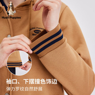 Hush Puppies暇步士女装2023冬美式休闲学院减龄加绒连帽外套 172酒红 XS