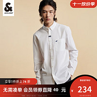 杰克·琼斯（JACK&JONES）秋季男商务休闲外套撞色条纹衬衣法斗犬刺绣长袖衬衫上衣男 雪白-A06 170/92A/S