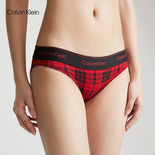 Calvin Klein内衣女士格纹性感比基尼内裤QF7778AD KHG-红格 XS