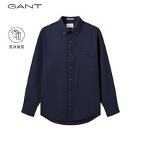 GANT白宇同款|亚洲版型|甘特冬男士简约长袖衬衫|3231199 410海军蓝 S