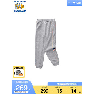 SKECHERS 斯凯奇 童装女童加绒裤秋冬季宽松大童运动裤保暖衣服L423B060 花灰色/00RP 120cm