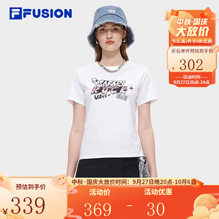 FILA FUSION斐乐潮牌女子短袖T恤简约时尚休闲针织上衣 标准白-WT 155/76A/XS