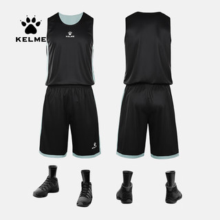 卡尔美（KELME）双面篮球服套装男比赛训练运动背心 深蓝黑 130 