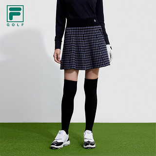 FILA 斐乐 女士织裙格纹宽松高尔夫运动半身裙 深黑-BK 160/62A/S