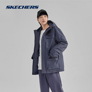 斯凯奇 Skechers男子羽绒外套连帽暖包裹多口袋H版型上衣L423M097