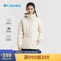 哥伦比亚 羽绒服女户外秋冬防风保暖可调节腰带鸭绒连帽外套WR0303 191 L