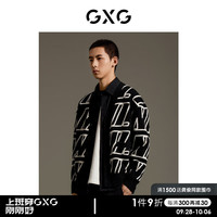 GXG男装 商场同款 黑色微廓满印提花毛衣针织开衫外套GEX13014053 黑色 175/L
