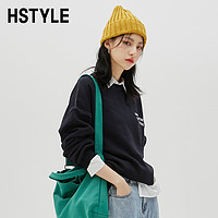 HSTYLE 韩都衣舍 印花圆领卫衣2023秋季新款女装超酷字母设计上衣DX05001