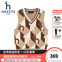 哈吉斯（HAZZYS）品牌童装男女童马甲秋舒适微弹气质V领撞色休闲线马甲 燕麦卡其 105