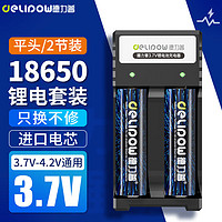 Delipow 德力普 18650锂电池 3.7V-4.2V大容量充电锂电池套装强光手电筒专用平头