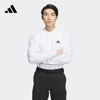adidas阿迪达斯男装温暖排汗干爽高尔夫运动长袖POLO衫HZ6041 白 A/S