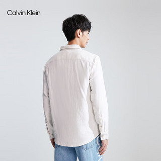 Calvin Klein  Jeans男士简约棉质贴袋纽扣翻领单夹克外套40QM109 FPU-云母白 S
