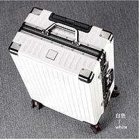 爱多美 行李箱大容量登机箱铝框女旅行箱可坐人男密码箱商务耐摔 白色铝框 24寸