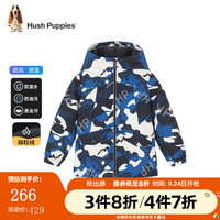暇步士童装儿童冬装外套男童冬季男大童时尚印花加绒厚风衣 宝蓝 140cm