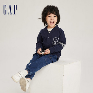 Gap男幼童秋季2023LOGO法式圈织软卫衣开衫785485儿童装上衣 海军蓝 110cm(4岁)偏小 选大一码