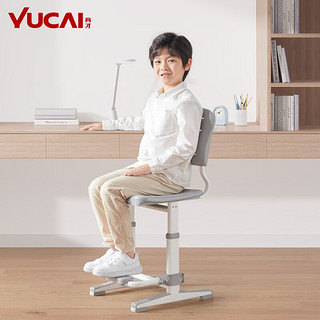 YUCAI 育才 儿童学习椅子小学生写作业可升降写字椅家用靠背座椅 免安装手摇升降40-52cm+脚踏灰色