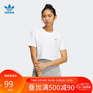 adidas 阿迪达斯 三叶草 女子 Y2K CROP TEE 运动 短袖上衣 HP0091 L码