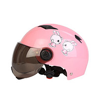 儿童电动电瓶车哈雷头盔 粉色小兔子哈雷中童5-15防晒镜片