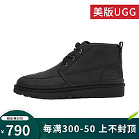 UGG 美版男士NEUMEL LEATHER防水牛皮革版厚型羊毛雪地靴 BLLE-黑色皮革 42