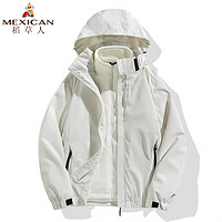 Mexican 稻草人 秋冬季冲锋衣男女三合一可拆卸加绒两件套户外外套