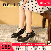 百丽（Belle）童鞋女童乐福鞋秋季儿童时尚珍珠单鞋中大童英伦风皮鞋 曜石黑 29 适合脚长约18-18.5cm