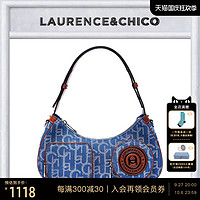 Laurence & Chico Laurence&Chico; 豆荚包牛仔刺绣单肩包腋下包新月牙包女包/L&C