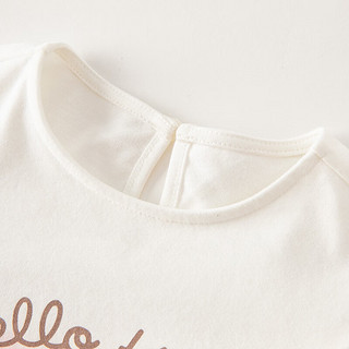 戴维贝拉（DAVE＆BELLA）女童长袖t恤宝宝上衣儿童衣服秋装 白色 130cm（身高120-130cm）