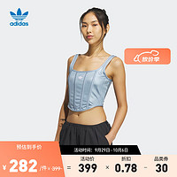 adidas 阿迪达斯 三叶草女辣妹鱼骨腰精运动吊带背心上衣IX1913 质感蓝 A/S