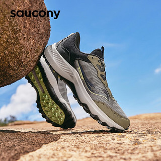 Saucony索康尼AURA TR男鞋户外越野跑鞋男防滑耐磨徒步登山运动鞋子 咖啡黑15 42.5