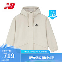 NEW BALANCE 23年女款百搭简约舒适休闲连帽梭织外套AWJ33314 BE M